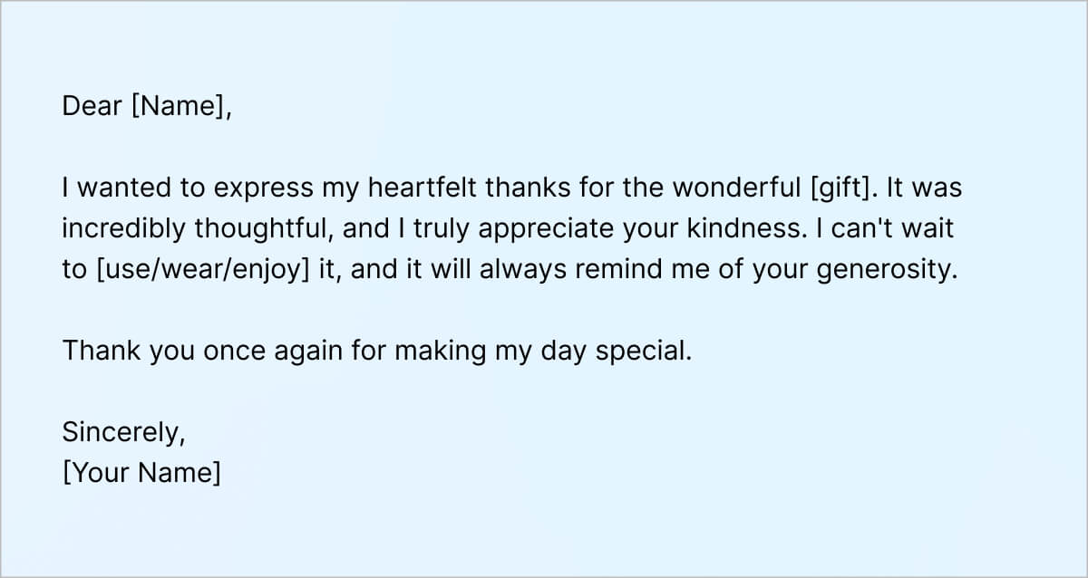 Thank You Note for a Gift