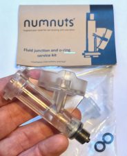 a spares kit Numnuts fluid junction in its packet with two replacement O rings