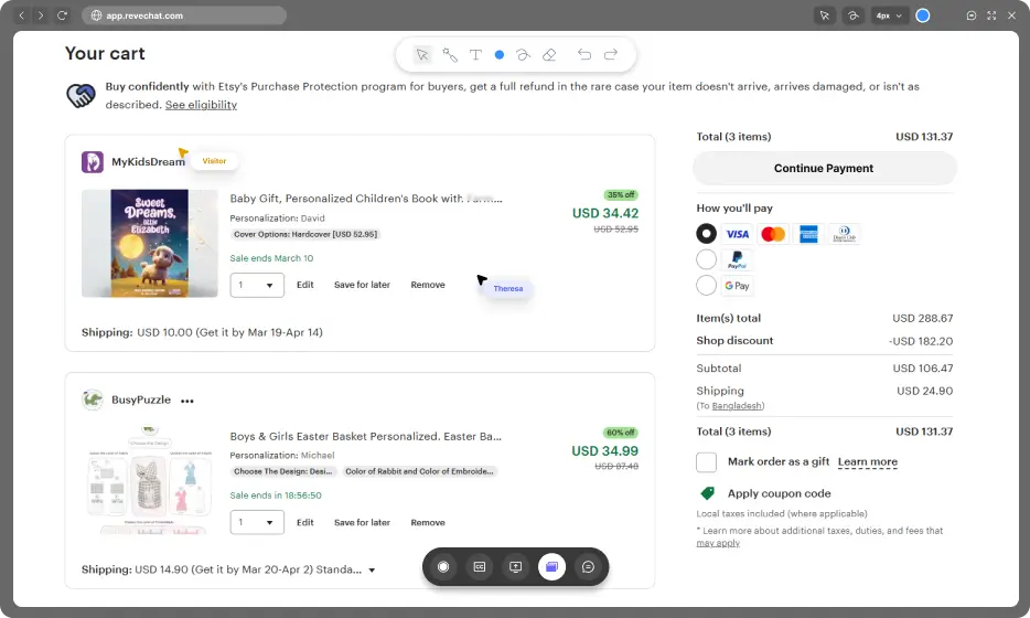 co-browsing in real time with live chat software