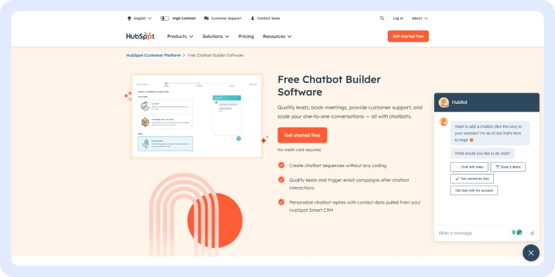 HubSpot Live Chat: For teams looking for just lead capture via live chat